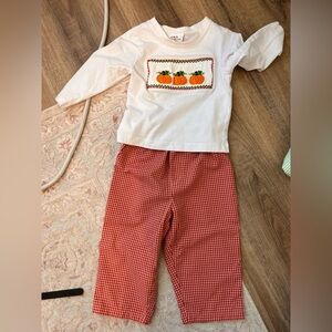 Mom and me boy pumpkin outfit 18m